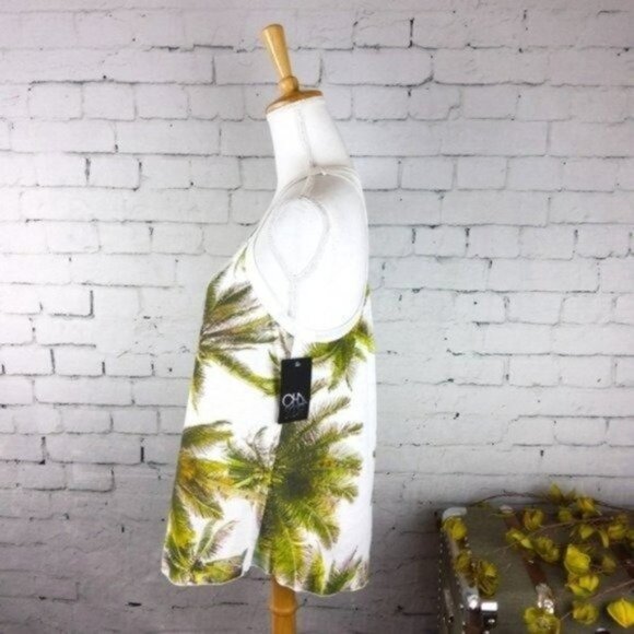 Chaser Palm Tree Racerback Tank Top Cream Size Medium - Picture 4 of 4